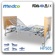 Cama hospitalar dobrável de madeira Medco HF501 com rodas / cama hospitalar de 5 funções